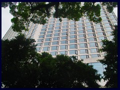 White Swan Hotel, the only highrise building on Shamian Island.It has a waterfall inside the lobby. It has 34 floors and was built in 1980, at the moment the second tallest building in Guangzhou.